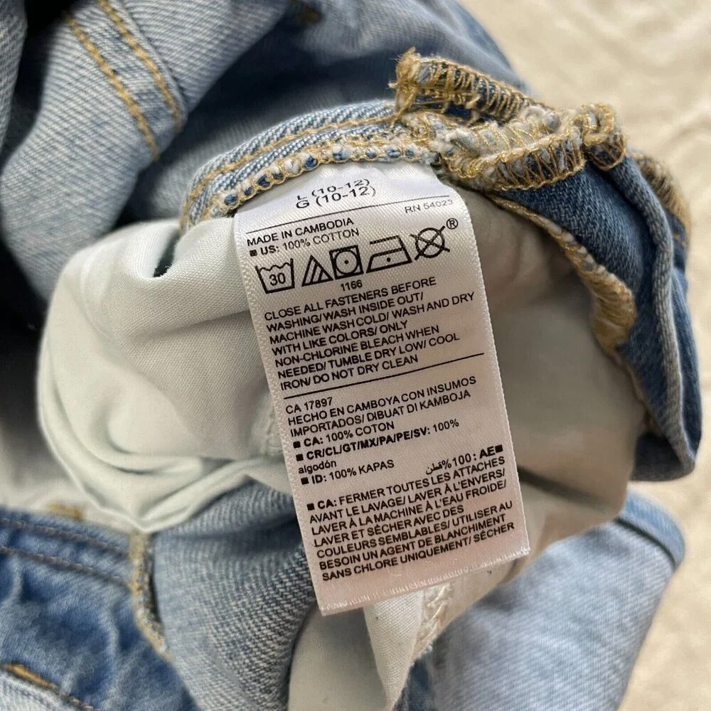 Old Navy Vintage‎ Y2K Denim Bib Overalls Girls L 10-12 Blue Light Wash Relaxed
